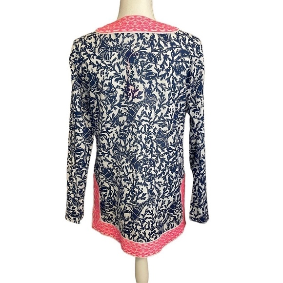 Lilly Pulitzer Ocean Cove Long Sleeve Tunic Top Oyster Bay Blue Krillin It. Sz S - Picture 4 of 15